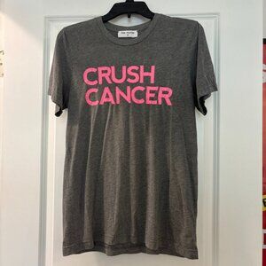 Pink Fighter Crush Cancer Gray T Shirt with Pink Lettering